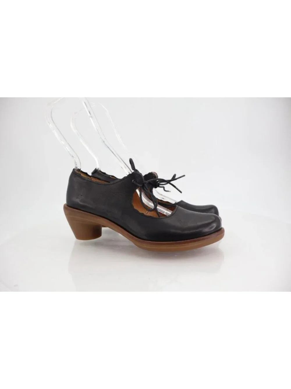 El Naturalista Aqua Heel Shoes Women 37 7 Black Lace Up Comfort Pumps Boho